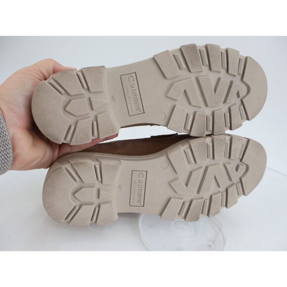 La Canadienne Devin Suede Shearling Penny Loafers Brown Suede Size 7.5 Chunky - Picture 9 of 14